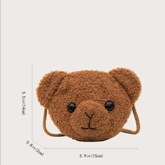 Girls Brown Bear Crossbody Coin Pouch Purse New - Picture 7 of 7
